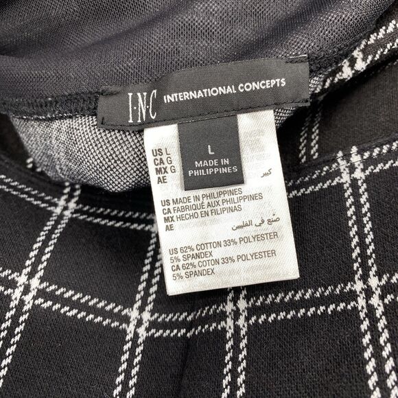 INC International Concepts Pull-On Ponte Pants Black Windowpane size Large - Picture 6 of 10